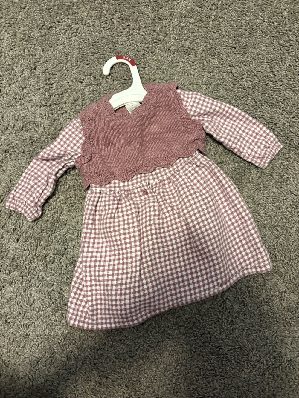 Carter's Mauve Knit Bodice Gingham Dress